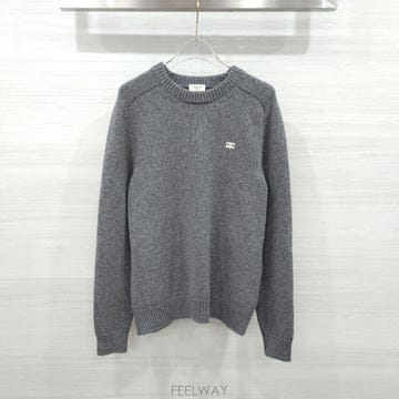[럭스유] S / 셀린느 트리옹프 울 캐시미어 크루넥 니트 그레이 2AC85048T