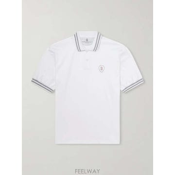 브루넬로 쿠치넬리 LOGOAPPLIQUED 스트라이프 코튼-저지 폴 B0082123145