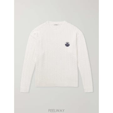 26 FW 크림 로고 자수 케이블 니트 코튼 울 혼방 스웨터 TP580313289