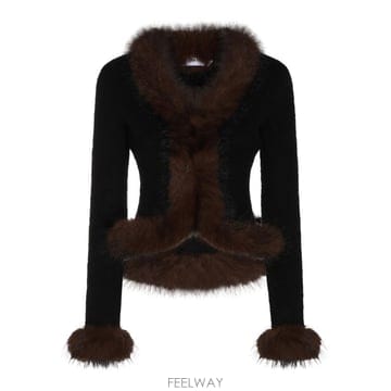 [B47]셀프포트레이트 AW26148CB 여성 니트 스웨터 가디건 BLACK FUR CARDIGAN