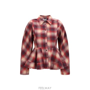 [K68]가니 A1040414 266 여성 셔츠 남방 긴팔 반팔 블라우스 Peplum flannel Shir