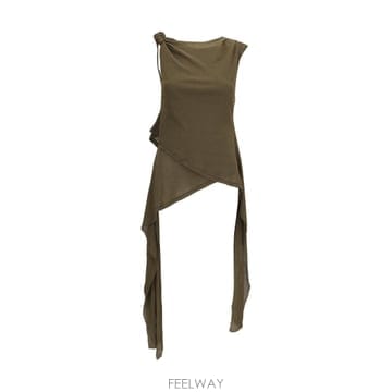 [K68]가니 A1040490 838 여성 티셔츠 민소매 탑 나시 Asymmetrical knot Top