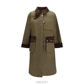 바버 왁스드 하프 롱 트렌치코트
