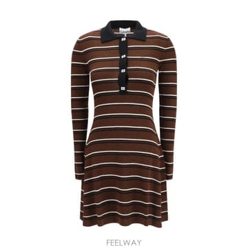 GANNI [K68]���� A1030660 999 ���� ���ǽ� �� �̵� �̴� �巹�� Striped wool polo Dr[K68]���� A1030660 999 ���� ���ǽ� �� �̵� �̴� �巹��