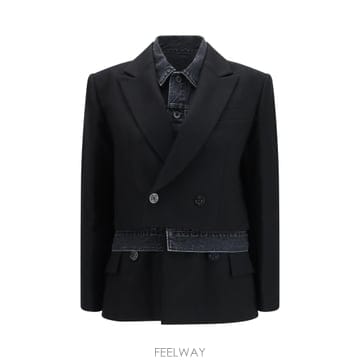 [K68]사카이 2608639 001 여성 자켓 베스트 봄버 파카 베스트 블레이저 Wool flannel a