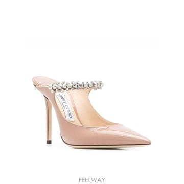 26FW 지미추 Bing 100 ballet 핑크 patent 레더 뮬 BING100PAT110323 TP5
