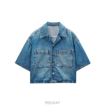 26SS 알렉산더왕 Cropped 데님 셔츠 4DC1261938400C TP570433622