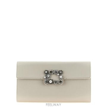 Roger Vivier 25FW ���� ��� Pearl grey satin Ŭ��ġ �� with buckle RBWAMFD0206RS25FW ���� ��� Pearl grey satin Ŭ��ġ �� with buckl
