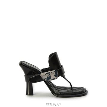 24SS 버버리 블랙 레더 Bay 통 뮬 8085544A1189 TP578193064