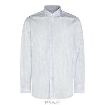 Brunello Cucinelli 26SS ���ڷ� ��ġ�ڸ� Camicia classica ���ڷ� ��ġ�ڸ� in cotone a righe26SS ���ڷ� ��ġ�ڸ� Camicia classica ���ڷ� ��ġ
