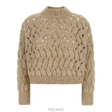 Brunello Cucinelli 26FW ���ڷ� ��ġ�ڸ� Dazzling Zigzag Cables Crew �� ������ MNT347514CM26FW ���ڷ� ��ġ�ڸ� Dazzling Zigzag Cables Crew �� 