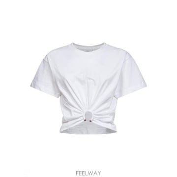 라반 피어스 크롭 탑 화이트