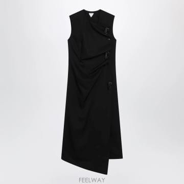 26FW 보테가베네타 블랙 울 midi 드레스 873842V6DB01010 TP580347144