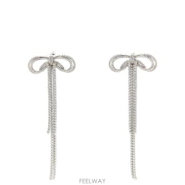 Self Portrait 26FW Self portrait Double Crystal ���� earrings PF26606ESLSILV26FW Self portrait Double Crystal ���� earrings PF2660
