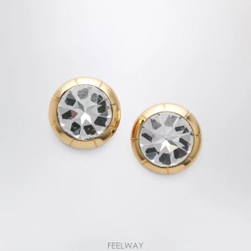 ALESSANDRA RICH 26FW �˷�����ġ Round ����� tone clip on earrings with crystal FA26FW �˷�����ġ Round ����� tone clip on earrings