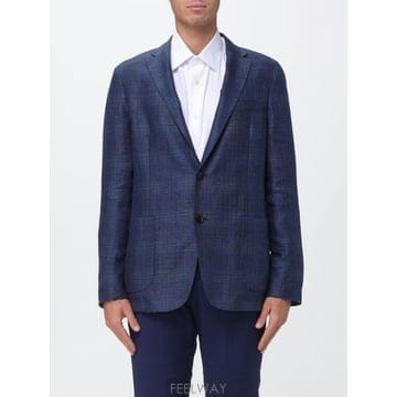 Zegna 26SS ������ �������� a monopetto in lino e lana a quadri Zegna 1D7S26SS ������ �������� a monopetto in lino e lana a quad