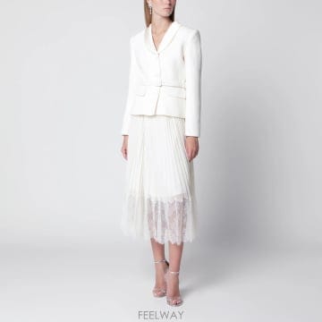 Self Portrait 26FW Self portrait boucle shawl collar midi �巹�� in cream PF226FW Self portrait boucle shawl collar midi �巹�� in 