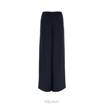 26FW 막스마라 네이비 블루 실크 Volonta 와이드 레그 pant 2621136021600003 TP5