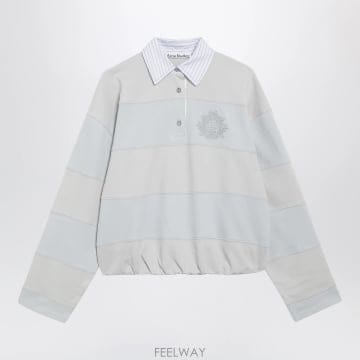 26FW 아크네 Studios Light 블루 그레이 Striped 폴로 스웨트 셔츠 AI0190COAYG