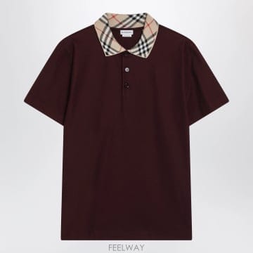 Burberry 26FW Burberry ��ư ���� ���� with üũ collar in vineyard red 81276726FW Burberry ��ư ���� ���� with üũ collar in viney
