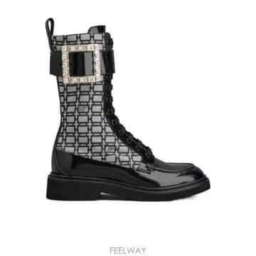 Roger Vivier 22FW ���� ��� Stivaletto Viv Ranger ���� ��� in pelle e tessuto22FW ���� ��� Stivaletto Viv Ranger ���� ��� in 