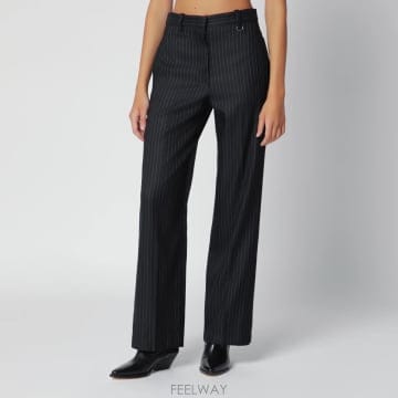 26FW 이자벨마랑 블랙 pinstripe 울 blend trousers PA0643FAD3F01I01BK 