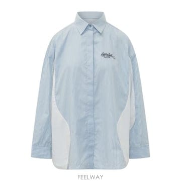 오프화이트 믹스 스트라이프 팝 러버 셔츠 블루