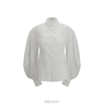 브루넬로 쿠치넬리 퍼프 소매 패널 셔츠