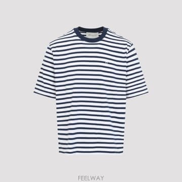 Ami 26SS AMI TEESHIRT BOXY �� MARINIERE MANCHES COURTES AVEC PATC26SS AMI TEESHIRT BOXY �� MARINIERE MANCHES COURTES AV
