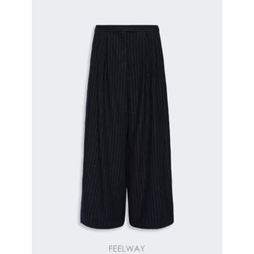 Max Mara 26FW �������� Pantalone in lana gessata   BLU NOTTE 91360163060026FW �������� Pantalone in lana gessata   BLU NOTTE 91