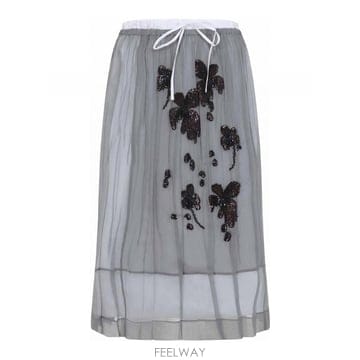 PRADA 26SS ����� Embroidered chiffon midi ��ĿƮ P172ZRSOOO18QLF0024 TP26SS ����� Embroidered chiffon midi ��ĿƮ P172ZRSOOO