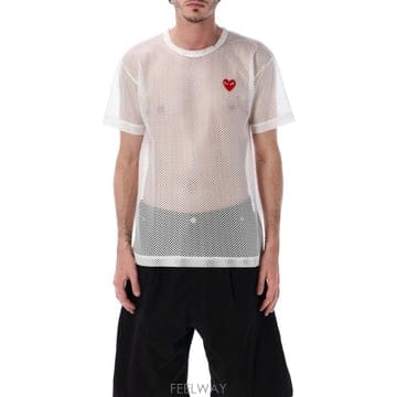 Comme des Garcons 26SS �ĵ������� Comme des garcons Play mesh T ���� with red ��Ʈ 26PA26SS �ĵ������� Comme des garcons Play mesh T ���� wit