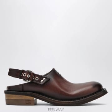 Miu Miu 26SS �̿�̿� Foule clogs in coffee colored ���� 5R667EA0455ODF02026SS �̿�̿� Foule clogs in coffee colored ���� 5R667