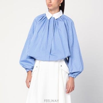PATOU 25FW PATOU Striped balloon sleeve ���� in light ���� BL0500190CO25FW PATOU Striped balloon sleeve ���� in light ���� B