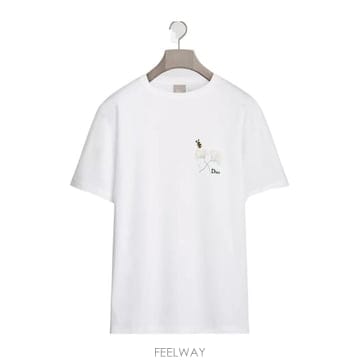 디올 플라워 비 자수 티셔츠