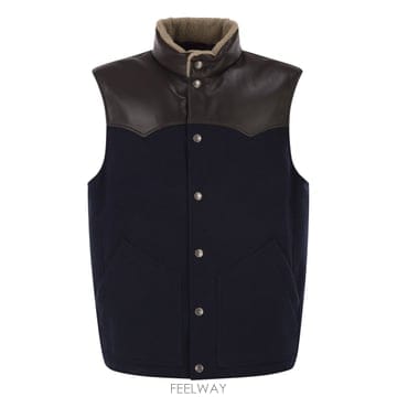 Brunello Cucinelli 26FW ���ڷ� ��ġ�ڸ� �� padded gilet with ���� trims �� shearling coll26FW ���ڷ� ��ġ�ڸ� �� padded gilet with ���� trims
