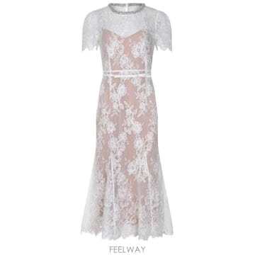 Self Portrait ���� ��Ʈ����Ʈ ��� ��ũ���� �÷η� ���̽� �̵� �巹�� SS26216M WHITE TP979701120���� ��Ʈ����Ʈ ��� ��ũ���� �÷η� ���̽� �̵� �巹