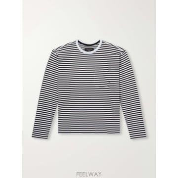 26 FW 랙앤본 블루 스트라이프 코튼 저지 티셔츠 TP580789031