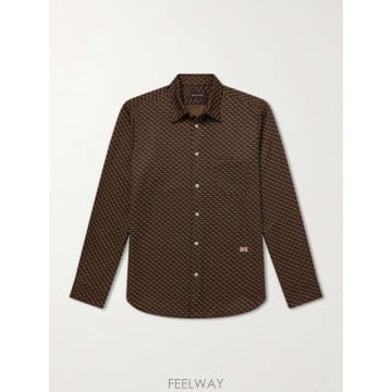 26 FW 웨일스 본너 브라운 도시 버튼다운 자카드 니트 셔츠 TP580313631
