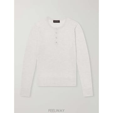 26 FW 웨일즈 보너 아이보리 니일 리브 울 헨리 티셔츠 TP580313388