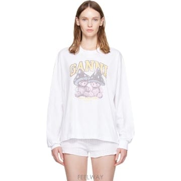 GANNI 26 FW ���� ȭ��Ʈ �ӽ��� �׵� Ƽ���� 262144F09605026 FW ���� ȭ��Ʈ �ӽ��� �׵� Ƽ���� 262144F096050