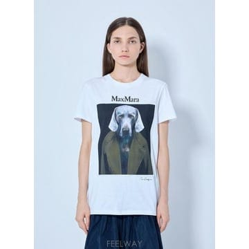 26 FW 막스마라 여성 그래픽 프린트 코튼 티셔츠 max0265010wht