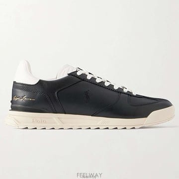 랄프로렌 Varick 배릭 러버솔 레더 로우탑 스니커즈 블랙