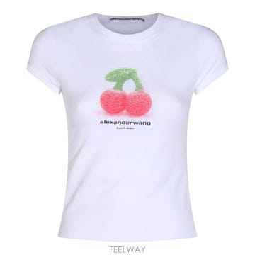 [S27]알렉산더왕 1CC4261381100 여성 티셔츠 긴팔 반팔티 피케셔츠 폴로티 로고 WHITE COT