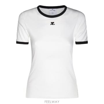[B47]쿠레주 VESJTS017JS00700098 여성 티셔츠 상의 탑 WHITE COTTON T SHIR