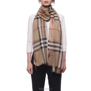 26FW 여성 체크 울 실크 머플러 (8078779 ARCHIVE BEIGE W 26F)