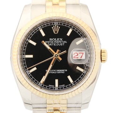 [폴스두잉] ROLEX 롤렉스 데이트저스트 116233 옐로골드18K 콤비 블랙판 시계 풀셋