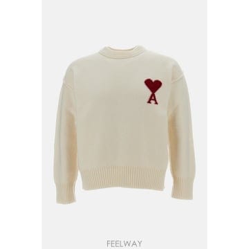 26 F/W 아미 크루넥 스웨터 WITH 콘트라스트 아미 드 꾀흐 U B0032247246