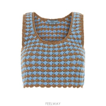 25FW 프라다 Tow tone crochet crop 탑 P29B65SOOO16SXF0HDX TP57747