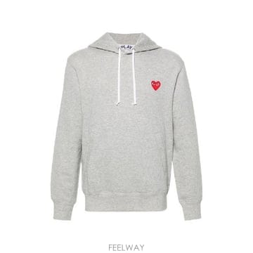 꼼데가르송 여성 레드 하트 코튼 후드티